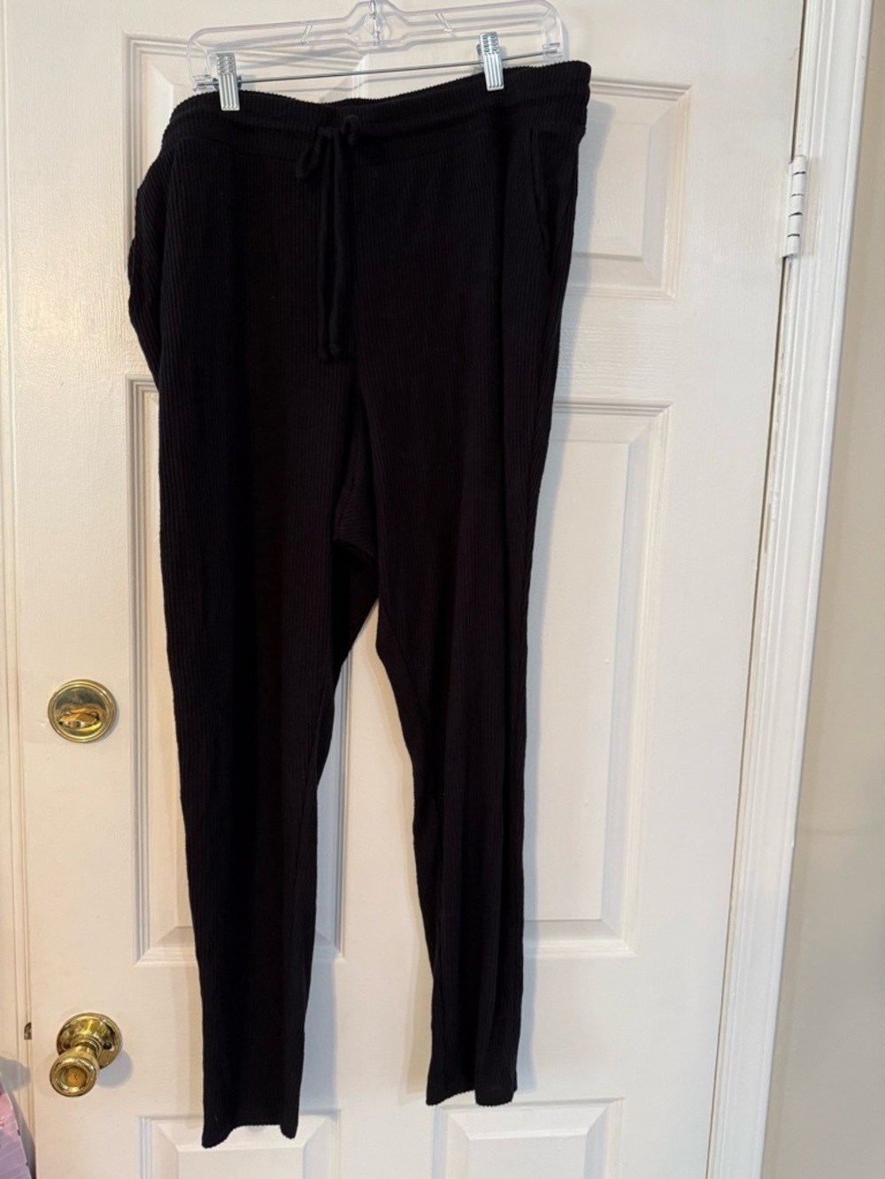 Express Black Ribbed Knit Drawstring Pants - Picture 1 of 6